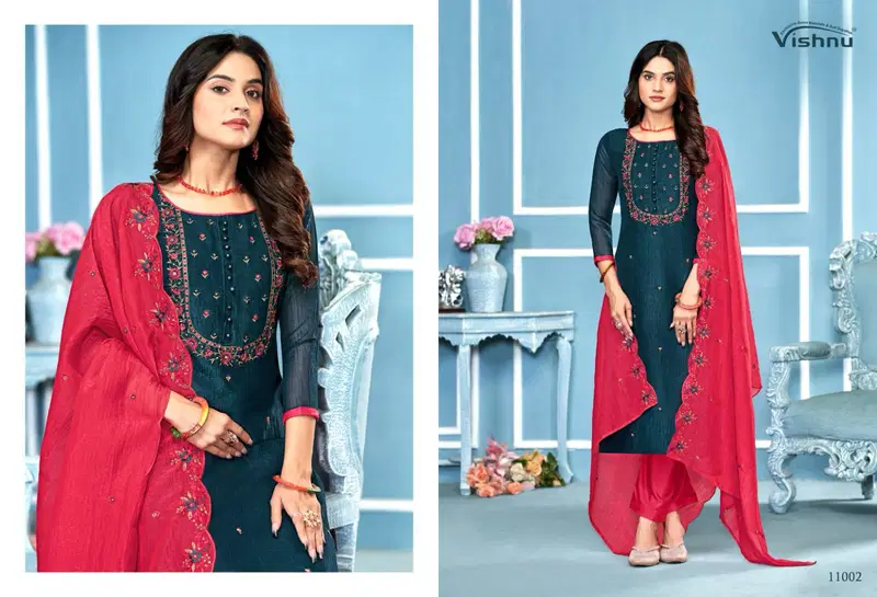 Vishnu Saira Crunchey Silk Fancy Dress Material Collection